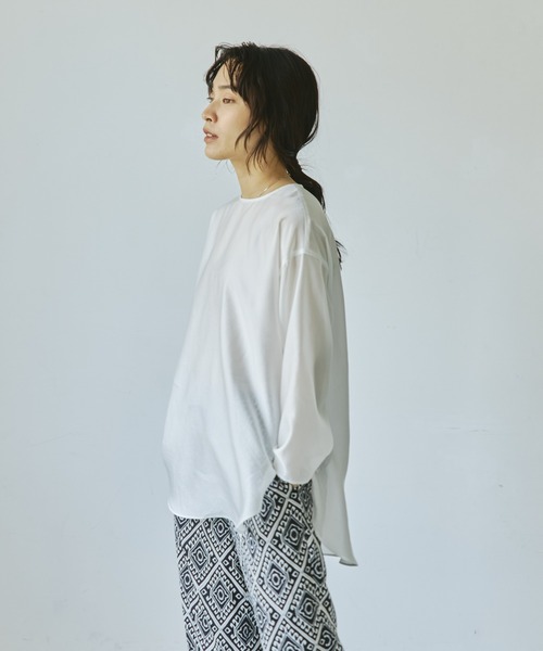 audrey and john wad（オードリーアンドジョンワッド）の「【Audrey and John Wad】シアーサテンプルオーバーブラウス-ウォッシャブル-（シャツ/ブラウス・レディース・ベージュ/ホワイト/グリーン系その他・FREE）」の15枚目の写真