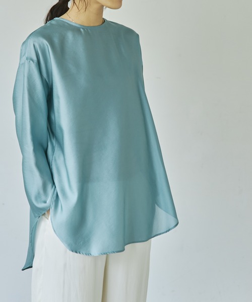 audrey and john wad（オードリーアンドジョンワッド）の「【Audrey and John Wad】シアーサテンプルオーバーブラウス-ウォッシャブル-（シャツ/ブラウス・レディース・ベージュ/ホワイト/グリーン系その他・FREE）」の18枚目の写真