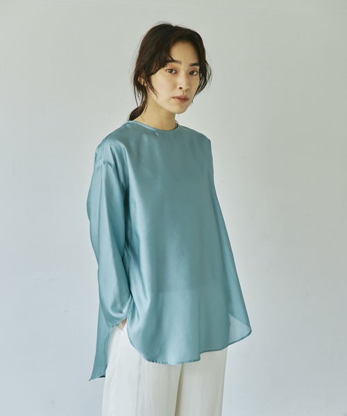 audrey and john wad（オードリーアンドジョンワッド）の「【Audrey and John Wad】シアーサテンプルオーバーブラウス-ウォッシャブル-（シャツ/ブラウス・レディース・ベージュ/ホワイト/グリーン系その他・FREE）」の19枚目の写真