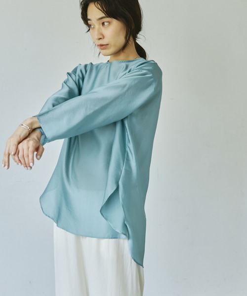 audrey and john wad（オードリーアンドジョンワッド）の「【Audrey and John Wad】シアーサテンプルオーバーブラウス-ウォッシャブル-（シャツ/ブラウス・レディース・ベージュ/ホワイト/グリーン系その他・FREE）」の21枚目の写真