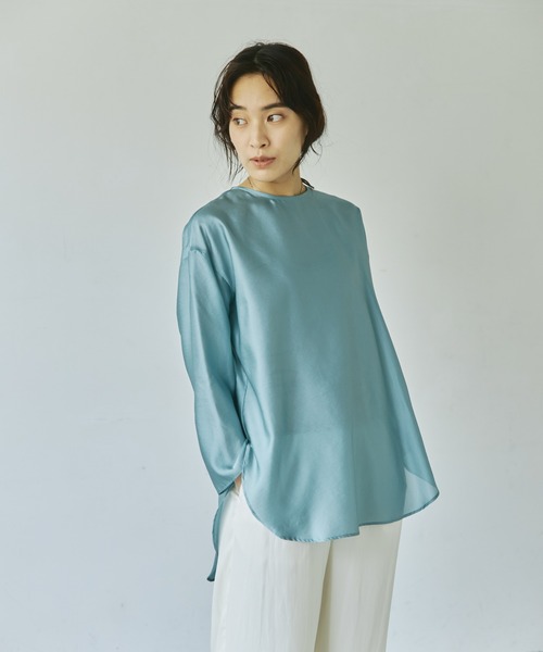 audrey and john wad（オードリーアンドジョンワッド）の「【Audrey and John Wad】シアーサテンプルオーバーブラウス-ウォッシャブル-（シャツ/ブラウス・レディース・ベージュ/ホワイト/グリーン系その他・FREE）」の20枚目の写真