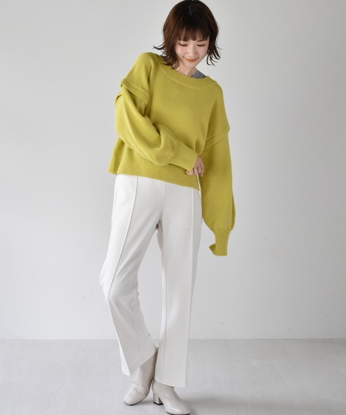 RETRO GIRL(レトロガール)の「セミフレアパンツ(スラックス・レディース・ライトグレー/ブラック/オフホワイト/イエロー/ライトブラウン・FREE)」の20枚目の写真