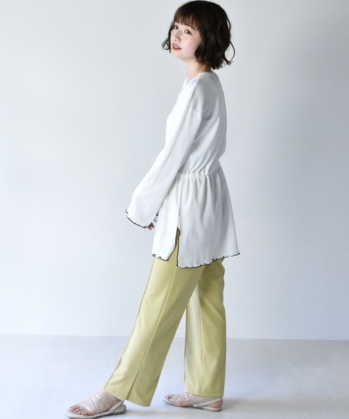 RETRO GIRL(レトロガール)の「セミフレアパンツ(スラックス・レディース・ライトグレー/ブラック/オフホワイト/イエロー/ライトブラウン・FREE)」の16枚目の写真