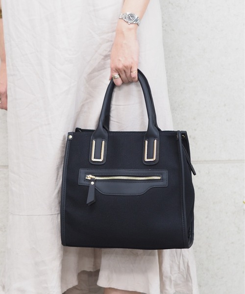 セール グッシオベーシック Puレザー切り替え キャンバスミニトートバッグ ショルダー付 トートバッグ Guscio グッシオ のファッション通販 Zozotown