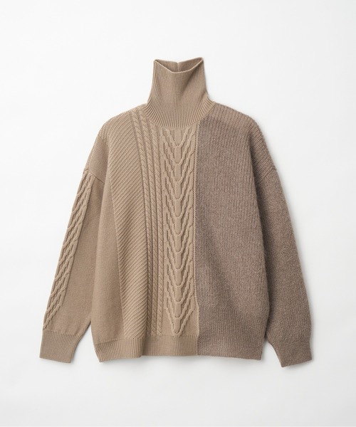 Juha（ユハ）の「SWITCHING MOHAIR TURTLE KNIT（ニット/セーター・メンズ・ブラック/ベージュ/サックスブルー・4/3）」の8枚目の写真