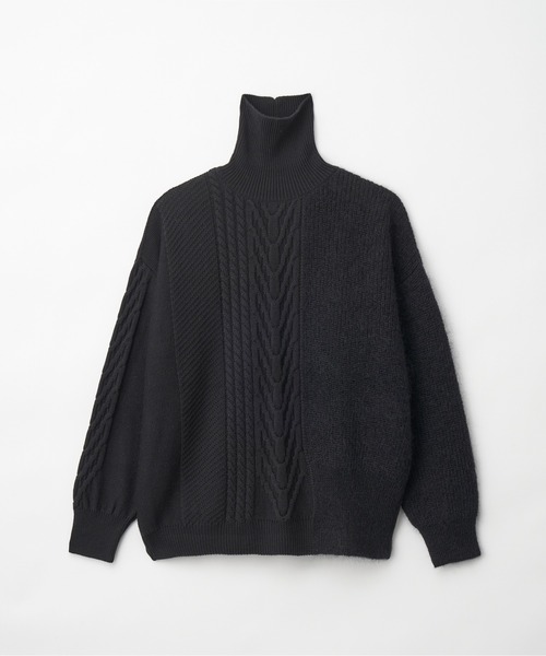 Juha（ユハ）の「SWITCHING MOHAIR TURTLE KNIT（ニット/セーター・メンズ・ブラック/ベージュ/サックスブルー・4/3）」の10枚目の写真