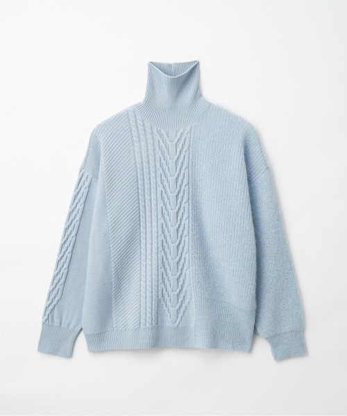 Juha（ユハ）の「SWITCHING MOHAIR TURTLE KNIT（ニット/セーター・メンズ・ブラック/ベージュ/サックスブルー・4/3）」の13枚目の写真