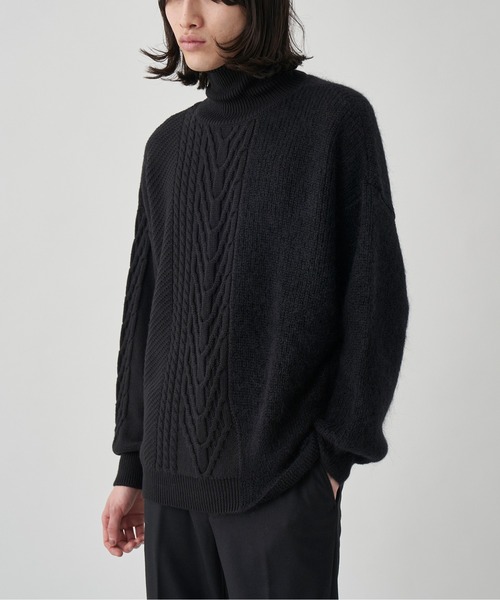 Juha（ユハ）の「SWITCHING MOHAIR TURTLE KNIT（ニット/セーター・メンズ・ブラック/ベージュ/サックスブルー・4/3）」の4枚目の写真