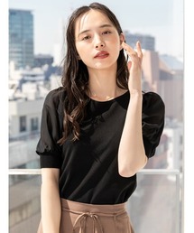 バックボタンシフォンスリーブニット