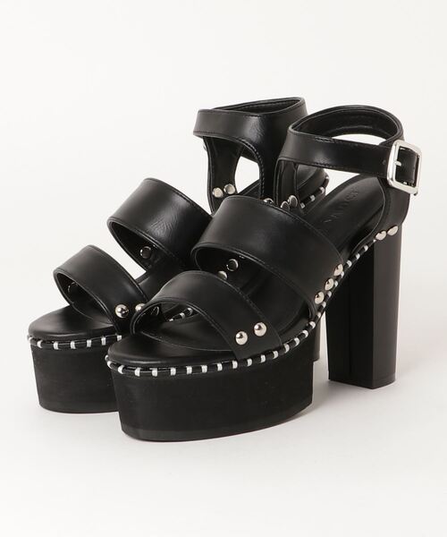 chumchum（チャムチャム）の「スタッズステッチダブルストラップサンダル（サンダル・レディース・ブラック/ダークブラウン/ブラック系その他2・LL/M/L/S）」の2枚目の写真