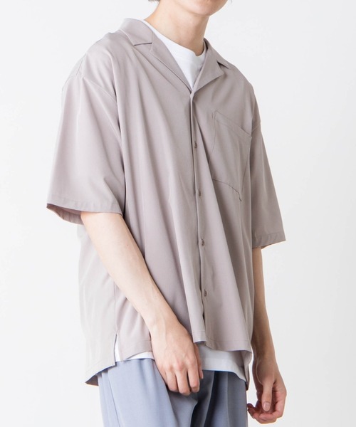 WEGO(ウィゴー)の「WEGO/ドロップショルダーオープンカラー半袖シャツ(シャツ/ブラウス・メンズ・ブラック/サックスブルー/ベージュ/ブラウン系その他/マスタード/ホワイト/ダークグリーン/グリーン系その他/イエロー/ブルー・LARGE/MEDIUM/SMALL)」の5枚目の写真