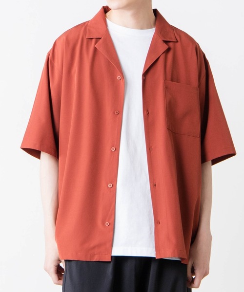 WEGO(ウィゴー)の「WEGO/ドロップショルダーオープンカラー半袖シャツ(シャツ/ブラウス・メンズ・ブラック/サックスブルー/ベージュ/ブラウン系その他/マスタード/ホワイト/ダークグリーン/グリーン系その他/イエロー/ブルー・LARGE/MEDIUM/SMALL)」の1枚目の写真