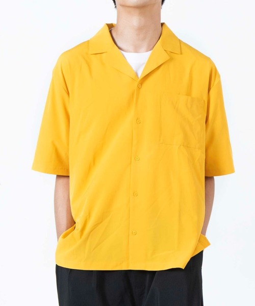 WEGO(ウィゴー)の「WEGO/ドロップショルダーオープンカラー半袖シャツ(シャツ/ブラウス・メンズ・ブラック/サックスブルー/ベージュ/ブラウン系その他/マスタード/ホワイト/ダークグリーン/グリーン系その他/イエロー/ブルー・LARGE/MEDIUM/SMALL)」の10枚目の写真