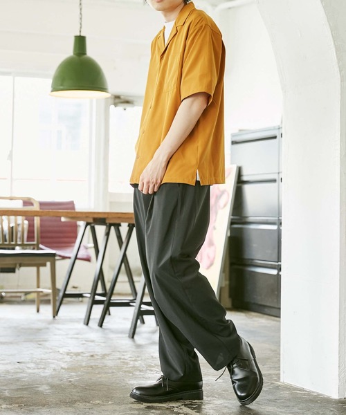 WEGO(ウィゴー)の「WEGO/ドロップショルダーオープンカラー半袖シャツ(シャツ/ブラウス・メンズ・ブラック/サックスブルー/ベージュ/ブラウン系その他/マスタード/ホワイト/ダークグリーン/グリーン系その他/イエロー/ブルー・LARGE/MEDIUM/SMALL)」の22枚目の写真