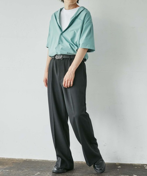 WEGO(ウィゴー)の「WEGO/ドロップショルダーオープンカラー半袖シャツ(シャツ/ブラウス・メンズ・ブラック/サックスブルー/ベージュ/ブラウン系その他/マスタード/ホワイト/ダークグリーン/グリーン系その他/イエロー/ブルー・LARGE/MEDIUM/SMALL)」の17枚目の写真