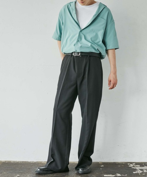 WEGO(ウィゴー)の「WEGO/ドロップショルダーオープンカラー半袖シャツ(シャツ/ブラウス・メンズ・ブラック/サックスブルー/ベージュ/ブラウン系その他/マスタード/ホワイト/ダークグリーン/グリーン系その他/イエロー/ブルー・LARGE/MEDIUM/SMALL)」の18枚目の写真