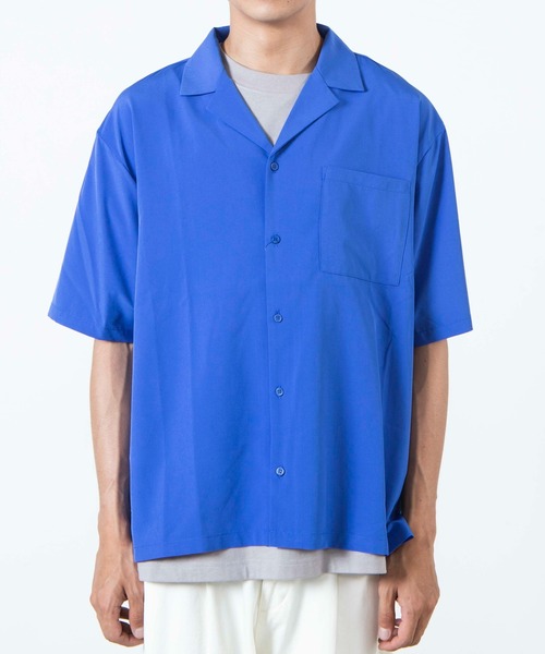 WEGO(ウィゴー)の「WEGO/ドロップショルダーオープンカラー半袖シャツ(シャツ/ブラウス・メンズ・ブラック/サックスブルー/ベージュ/ブラウン系その他/マスタード/ホワイト/ダークグリーン/グリーン系その他/イエロー/ブルー・LARGE/MEDIUM/SMALL)」の15枚目の写真