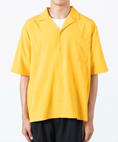 WEGO(ウィゴー)の「WEGO/ドロップショルダーオープンカラー半袖シャツ(シャツ/ブラウス・メンズ・ブラック/サックスブルー/ベージュ/ブラウン系その他/マスタード/ホワイト/ダークグリーン/グリーン系その他/イエロー/ブルー・LARGE/MEDIUM/SMALL)」の16枚目の写真