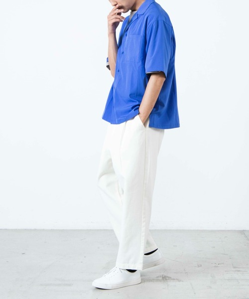 WEGO(ウィゴー)の「WEGO/ドロップショルダーオープンカラー半袖シャツ(シャツ/ブラウス・メンズ・ブラック/サックスブルー/ベージュ/ブラウン系その他/マスタード/ホワイト/ダークグリーン/グリーン系その他/イエロー/ブルー・LARGE/MEDIUM/SMALL)」の12枚目の写真