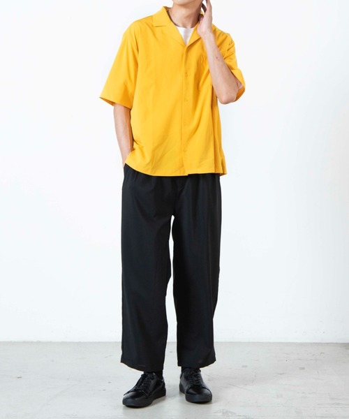 WEGO(ウィゴー)の「WEGO/ドロップショルダーオープンカラー半袖シャツ(シャツ/ブラウス・メンズ・ブラック/サックスブルー/ベージュ/ブラウン系その他/マスタード/ホワイト/ダークグリーン/グリーン系その他/イエロー/ブルー・LARGE/MEDIUM/SMALL)」の14枚目の写真