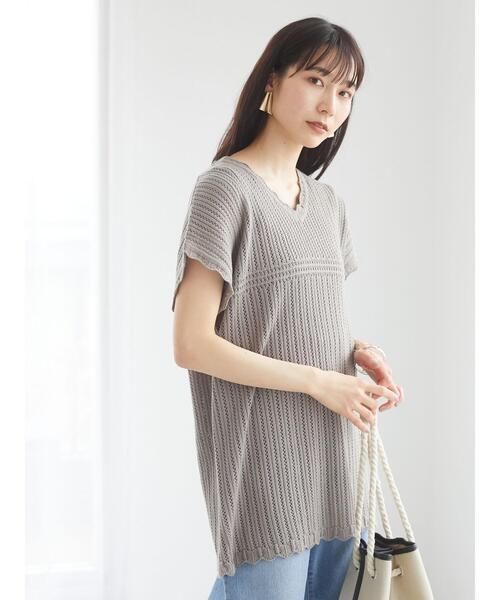 Green Parks(グリーンパークス)の「・Petit fleur スカシアミニットチュニック*(ニット/セーター・レディース・アイボリー/ブラック/グレイッシュベージュ・FREE)」の10枚目の写真