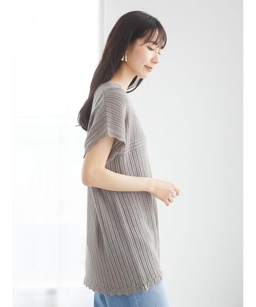 Green Parks(グリーンパークス)の「・Petit fleur スカシアミニットチュニック*(ニット/セーター・レディース・アイボリー/ブラック/グレイッシュベージュ・FREE)」の11枚目の写真