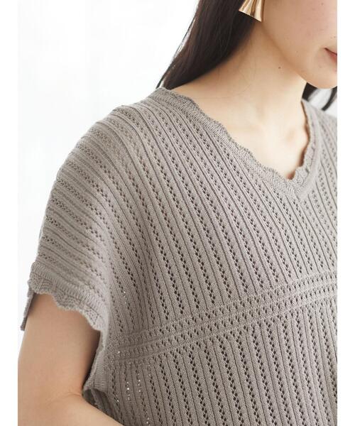 Green Parks(グリーンパークス)の「・Petit fleur スカシアミニットチュニック*(ニット/セーター・レディース・アイボリー/ブラック/グレイッシュベージュ・FREE)」の12枚目の写真