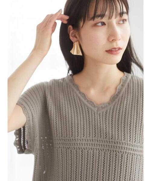 Green Parks(グリーンパークス)の「・Petit fleur スカシアミニットチュニック*(ニット/セーター・レディース・アイボリー/ブラック/グレイッシュベージュ・FREE)」の13枚目の写真