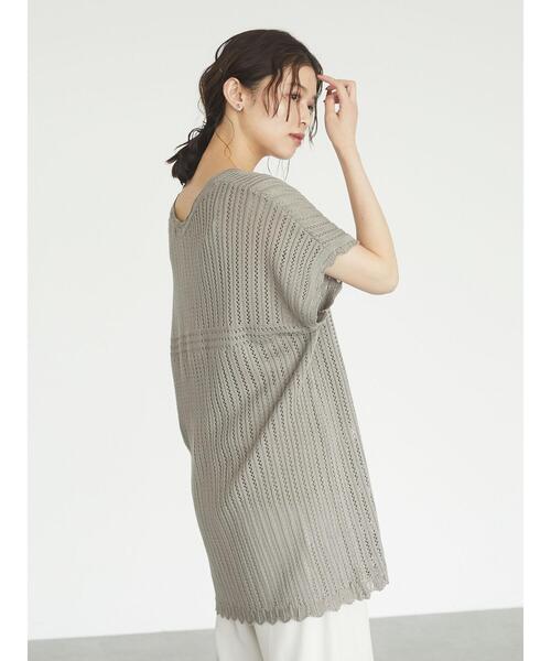 Green Parks(グリーンパークス)の「・Petit fleur スカシアミニットチュニック*(ニット/セーター・レディース・アイボリー/ブラック/グレイッシュベージュ・FREE)」の14枚目の写真