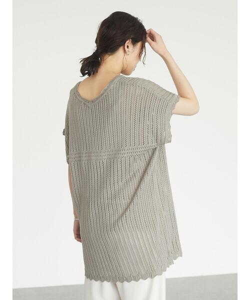 Green Parks(グリーンパークス)の「・Petit fleur スカシアミニットチュニック*(ニット/セーター・レディース・アイボリー/ブラック/グレイッシュベージュ・FREE)」の15枚目の写真