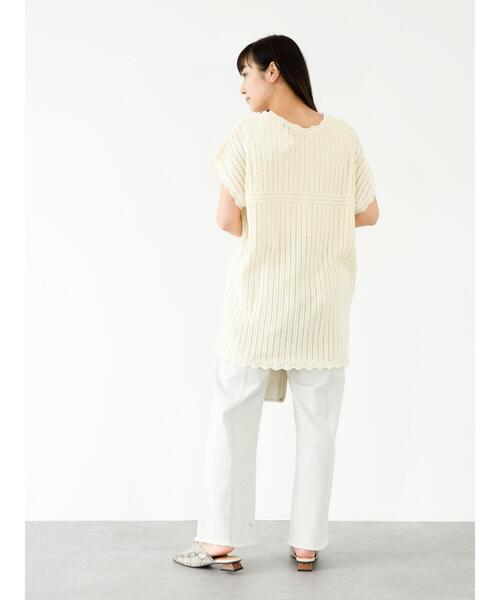 Green Parks(グリーンパークス)の「・Petit fleur スカシアミニットチュニック*(ニット/セーター・レディース・アイボリー/ブラック/グレイッシュベージュ・FREE)」の18枚目の写真