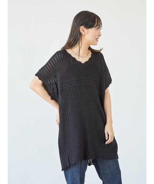 Green Parks(グリーンパークス)の「・Petit fleur スカシアミニットチュニック*(ニット/セーター・レディース・アイボリー/ブラック/グレイッシュベージュ・FREE)」の21枚目の写真