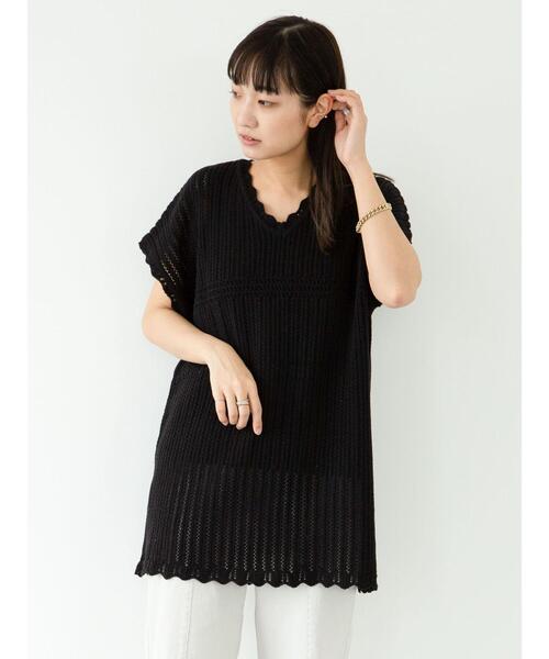 Green Parks(グリーンパークス)の「・Petit fleur スカシアミニットチュニック*(ニット/セーター・レディース・アイボリー/ブラック/グレイッシュベージュ・FREE)」の22枚目の写真