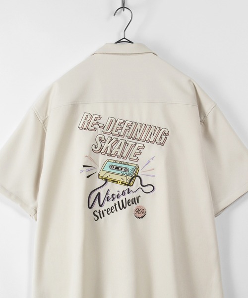 セール Vision Street Wear ヴィジョンストリートウェア 恐竜 カセットテープ イラスト刺繍シャツ シャツ ブラウス Vision Street Wear ヴィジョンストリートウェア のファッション通販 Zozotown