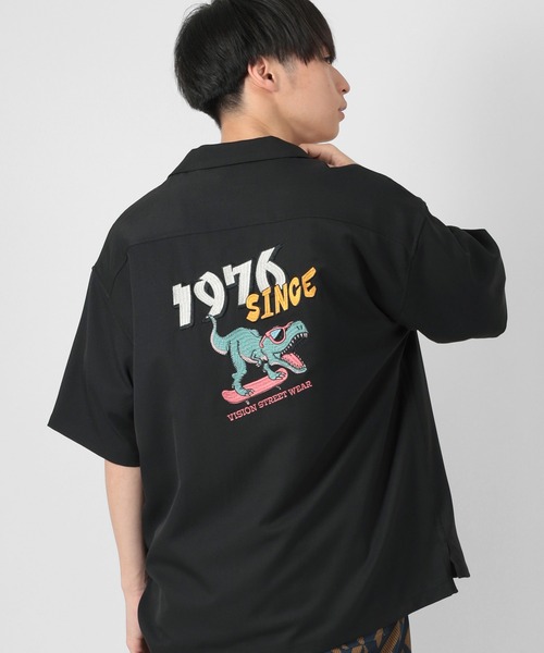 VISION STREET WEAR（ヴィジョンストリートウェア）の「【VISION STREET WEAR/ヴィジョンストリートウェア】恐竜＆カセットテープ イラスト刺繍シャツ（シャツ/ブラウス・メンズ・ライトブルー/ブラック/ベージュ/サックスブルー/アイボリー/ライトパープル・M/L）」の21枚目の写真