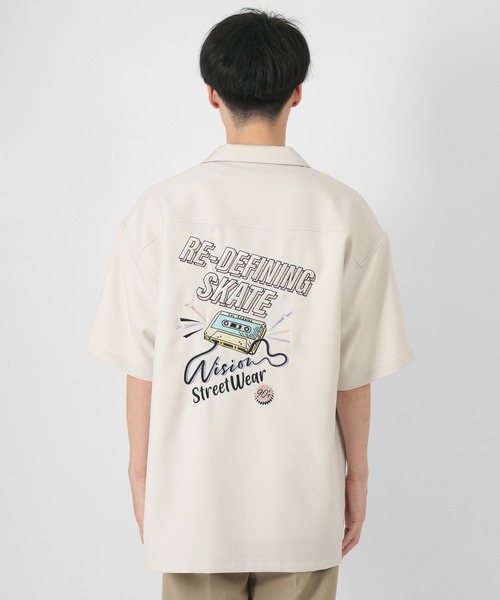 VISION STREET WEAR（ヴィジョンストリートウェア）の「【VISION STREET WEAR/ヴィジョンストリートウェア】恐竜＆カセットテープ イラスト刺繍シャツ（シャツ/ブラウス・メンズ・ライトブルー/ブラック/ベージュ/サックスブルー/アイボリー/ライトパープル・M/L）」の12枚目の写真