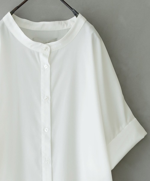 『バンドカラー半袖シャツワンピース』（シャツワンピース）｜n'OrLABEL（ノアールレーベル）