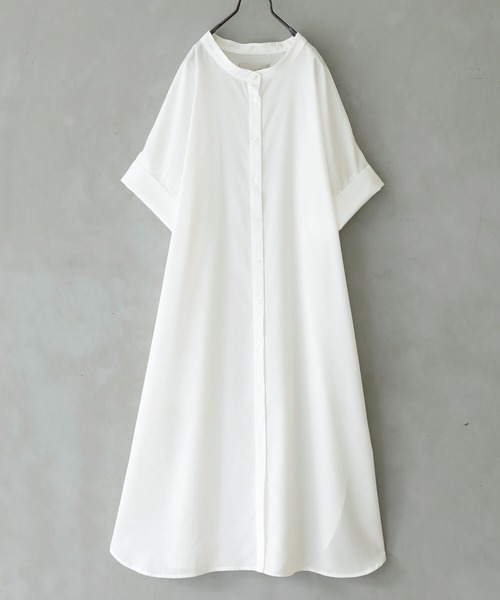 『バンドカラー半袖シャツワンピース』（シャツワンピース）｜n'OrLABEL（ノアールレーベル）