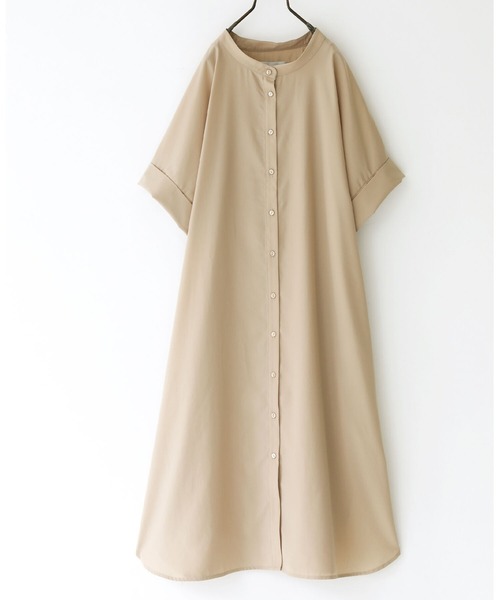 『バンドカラー半袖シャツワンピース』（シャツワンピース）｜n'OrLABEL（ノアールレーベル）