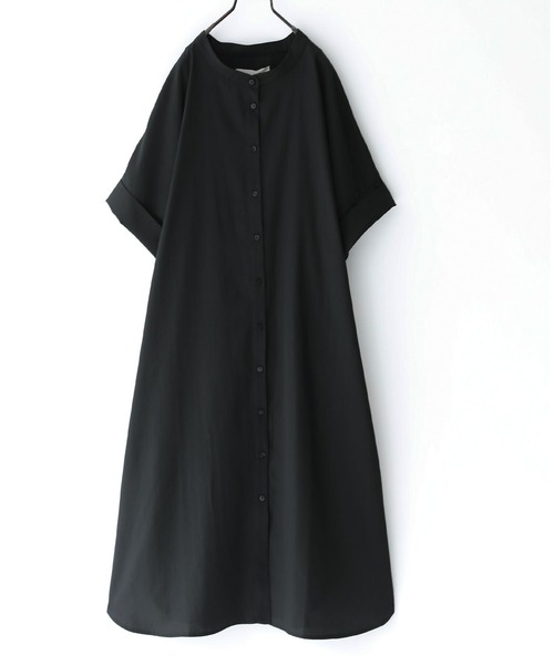 『バンドカラー半袖シャツワンピース』（シャツワンピース）｜n'OrLABEL（ノアールレーベル）