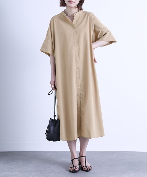 バンドカラー半袖シャツワンピース』（シャツワンピース）｜n'OrLABEL