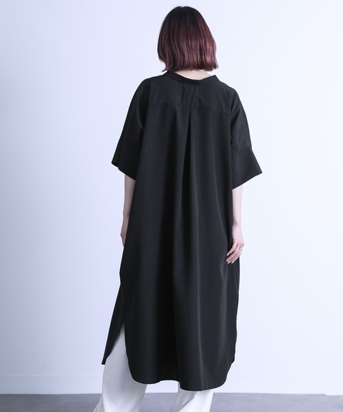 『バンドカラー半袖シャツワンピース』（シャツワンピース）｜n'OrLABEL（ノアールレーベル）