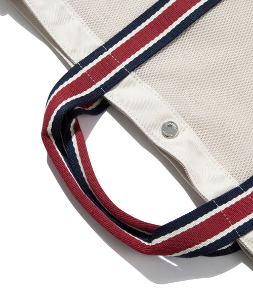 ROMANTIC CROWN（ロマンティッククラウン）の「【ROMANTIC CROWN】MESH BUCKET BAG / ロマンティッククラウン メッシュ バケット バッグ（ショルダーバッグ・メンズ・ネイビー/オートミール・FREE）」の11枚目の写真