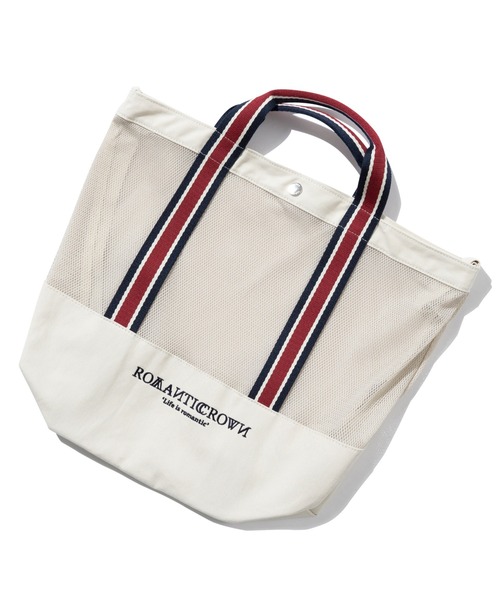 ROMANTIC CROWN（ロマンティッククラウン）の「【ROMANTIC CROWN】MESH BUCKET BAG / ロマンティッククラウン メッシュ バケット バッグ（ショルダーバッグ・メンズ・ネイビー/オートミール・FREE）」の8枚目の写真