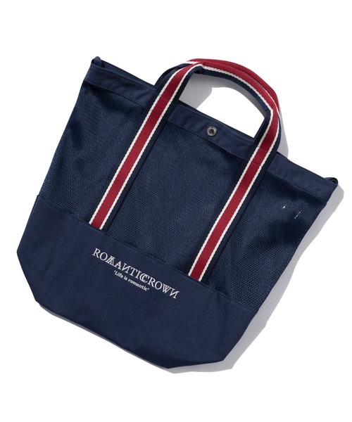 ROMANTIC CROWN（ロマンティッククラウン）の「【ROMANTIC CROWN】MESH BUCKET BAG / ロマンティッククラウン メッシュ バケット バッグ（ショルダーバッグ・メンズ・ネイビー/オートミール・FREE）」の19枚目の写真