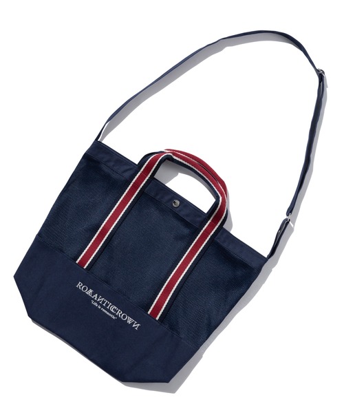 ROMANTIC CROWN（ロマンティッククラウン）の「【ROMANTIC CROWN】MESH BUCKET BAG / ロマンティッククラウン メッシュ バケット バッグ（ショルダーバッグ・メンズ・ネイビー/オートミール・FREE）」の17枚目の写真