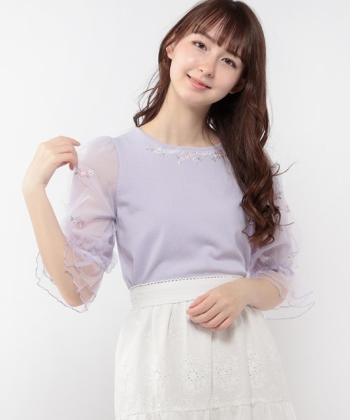 LODISPOTTO（ロディスポット）の「フェアリーフルールニット（ニット/セーター・レディース・ホワイト/ピンク/ネイビー/ラベンダー・MEDIUM）」の4枚目の写真