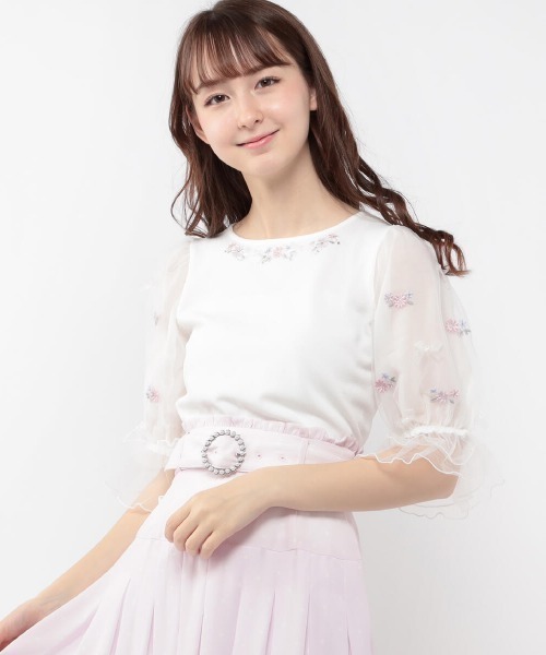 LODISPOTTO（ロディスポット）の「フェアリーフルールニット（ニット/セーター・レディース・ホワイト/ピンク/ネイビー/ラベンダー・MEDIUM）」の2枚目の写真