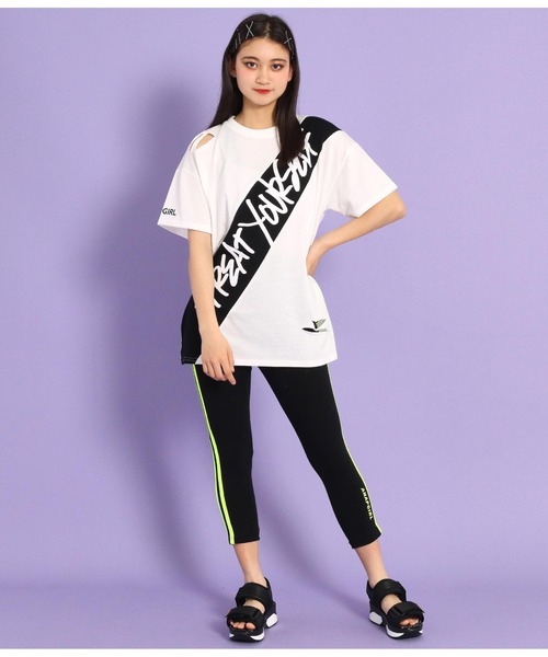 ANAP GｉRL（アナップガール）の「ダメージビッグTシャツ（Tシャツ/カットソー・キッズ・ベージュ/ホワイト/ブラック・M/S）」の18枚目の写真
