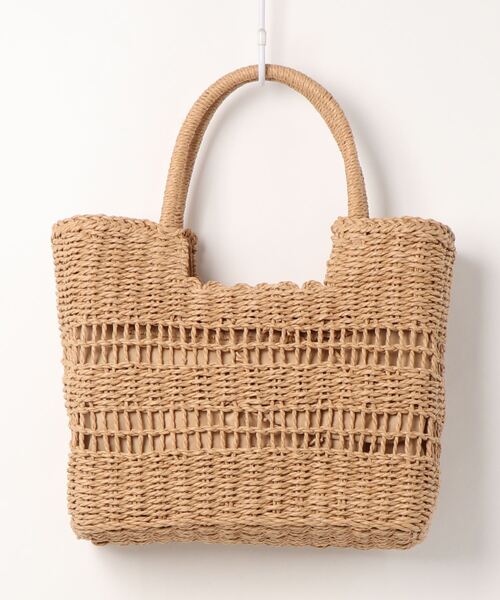 KOBE LETTUCE（コウベレタス）の「デザイン編みスクエアかごトートバッグ（トートバッグ・レディース・ベージュ/グレー/オレンジ・FREE）」の4枚目の写真